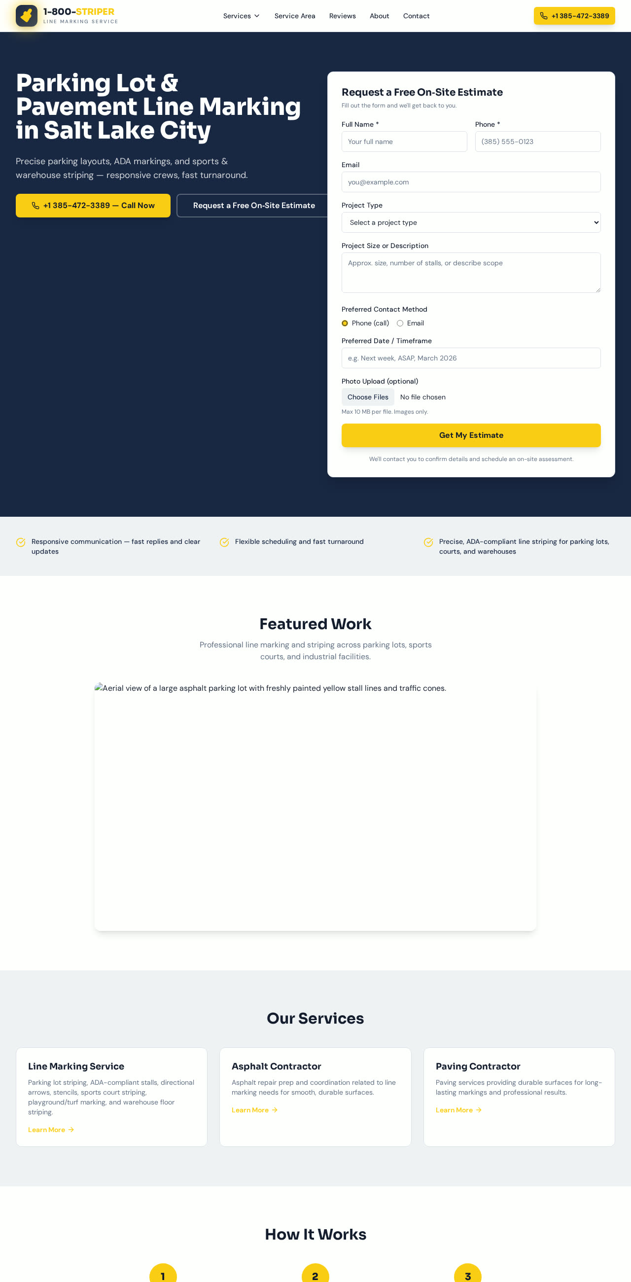 Homepage of 1-800-STRIPER website
