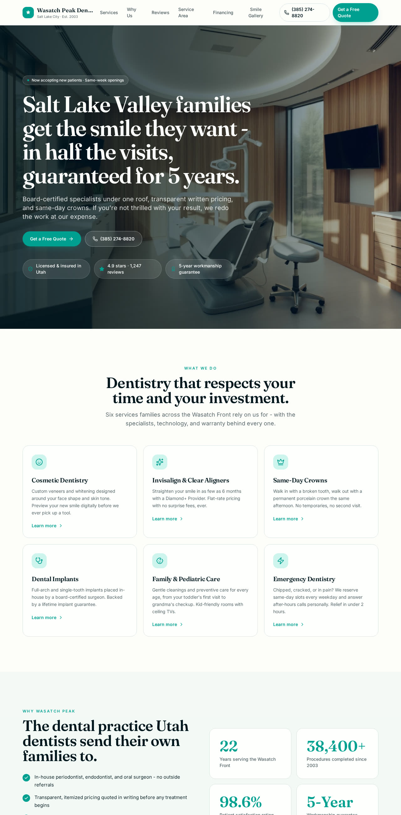 Homepage of Wasatch Peak Mortgage website